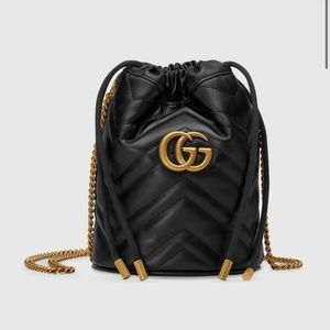 Black Gucci Marmont bucket bag